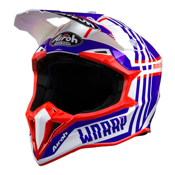 New 2020 Airoh Wraap Broken Blue Red Helmet Motocross Enduro S M L XL Road Legal