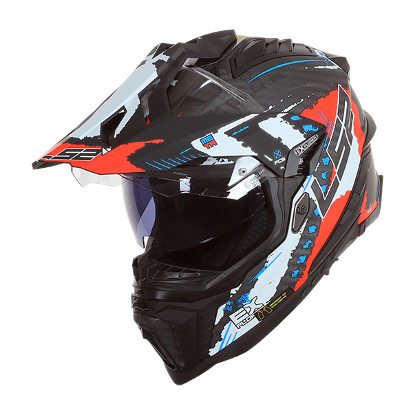 Trail Helmet LS2 MX701 Carbon Explorer Extend Matte Red - EuroBikes