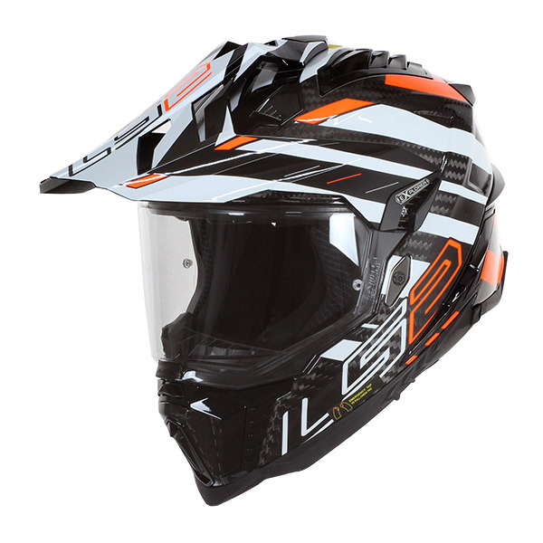 Trail Helmet LS2 MX701 Carbon Explorer Edge Black Orange Fluor