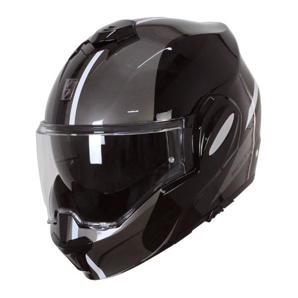 Scorpion Exo-Tech Evo Carbon Solid Modular Helmet Black Gloss